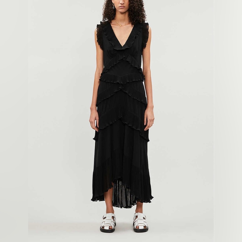 Zimmerman Dress Black Tiered-ruffle chiffon mid length dress size 3